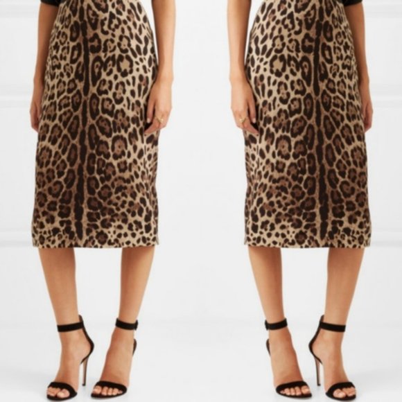 Dolce & Gabbana Dresses & Skirts - Dolce & Gabbana Leopard Silk Pencil Skirt NWOT